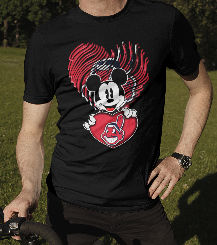 Mick Cleveland Indians Heart Logo Fusion T-Shirt