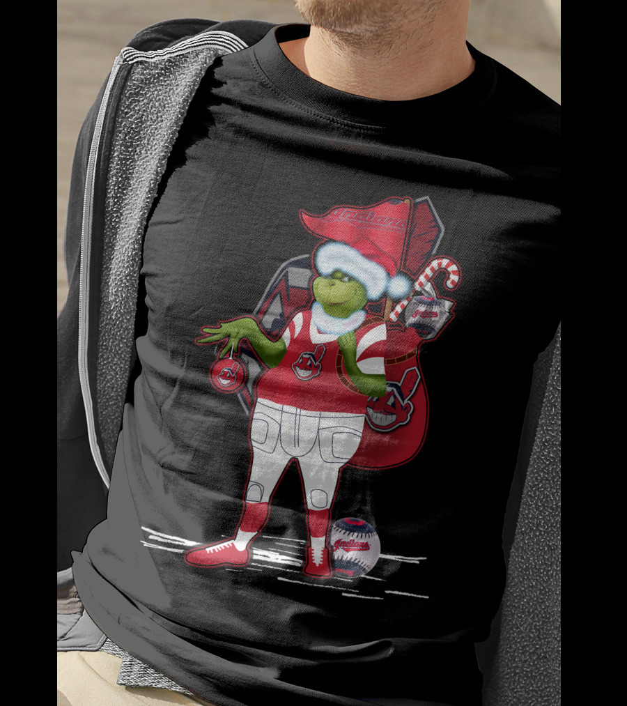 Grinchxmas Cleveland Indians Christmas Baseball Character T-Shirt