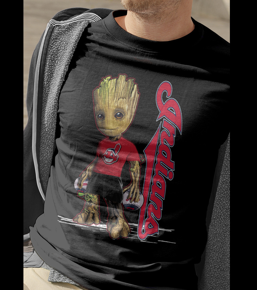 Groot Indians Baseball Character With Team T-Shirt