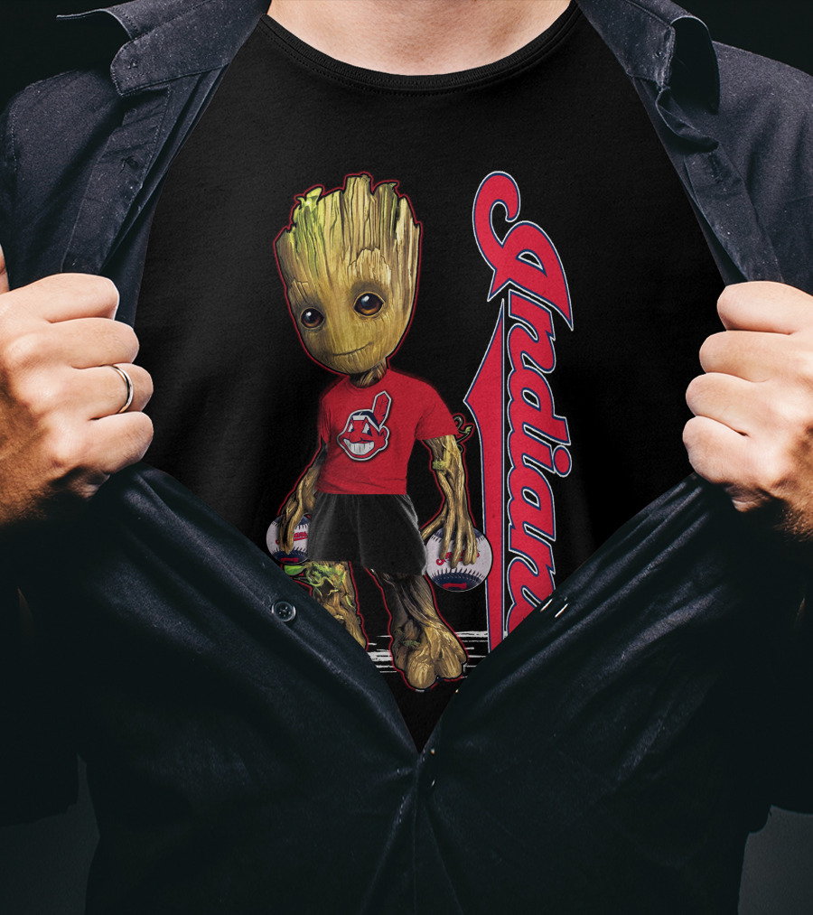 Groot Indians Baseball Character With Team T-Shirt
