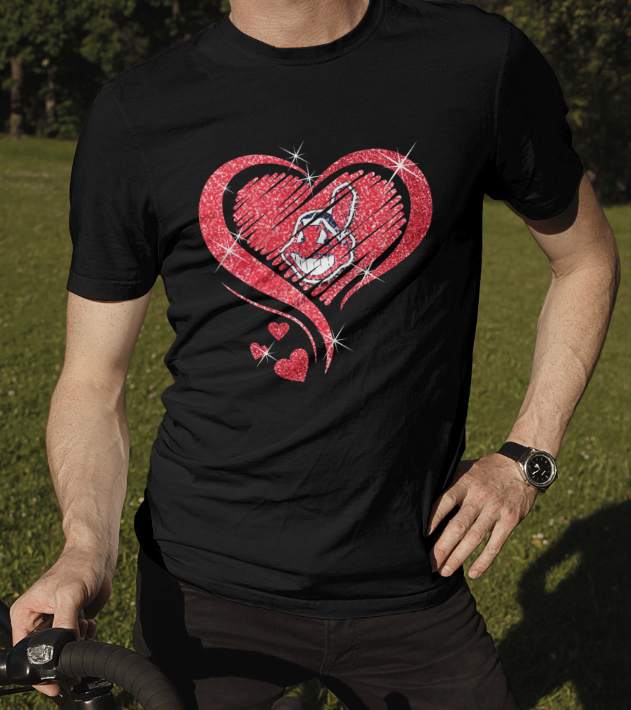 Heart Diamond Cleveland Indians Sparkle T-Shirt