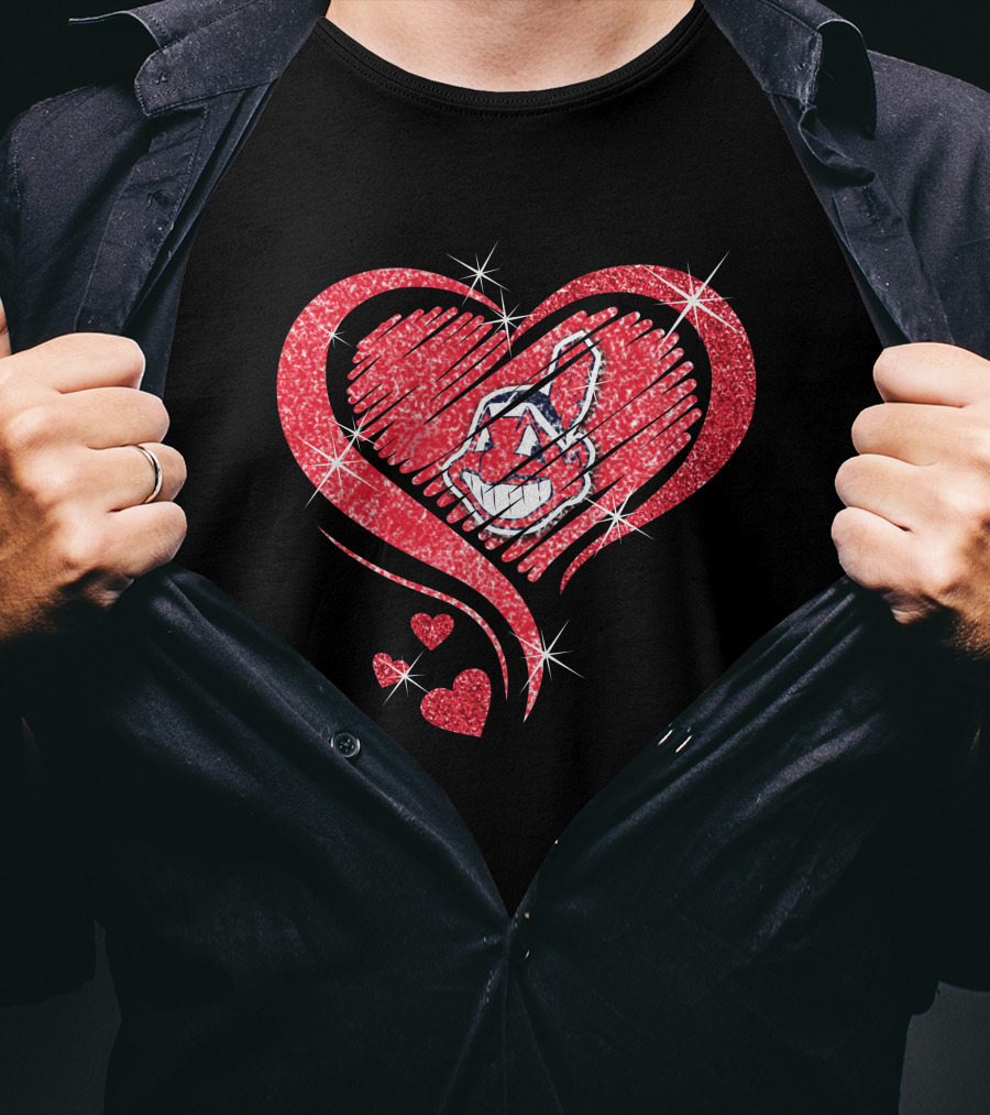 Heart Diamond Cleveland Indians Sparkle T-Shirt