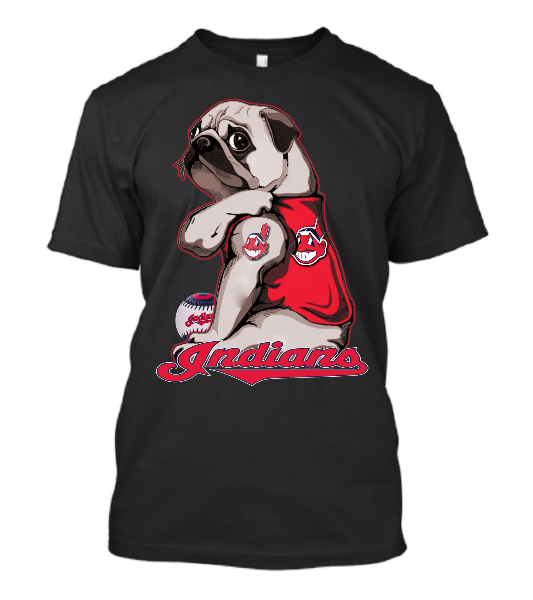 Pug Cleveland Indians Baseball Chief Wahoo Indians T-Shirt