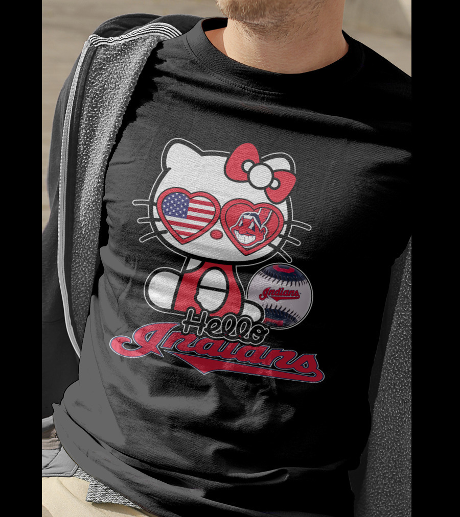 Hello Kitty Indians American Baseball Fan T-Shirt