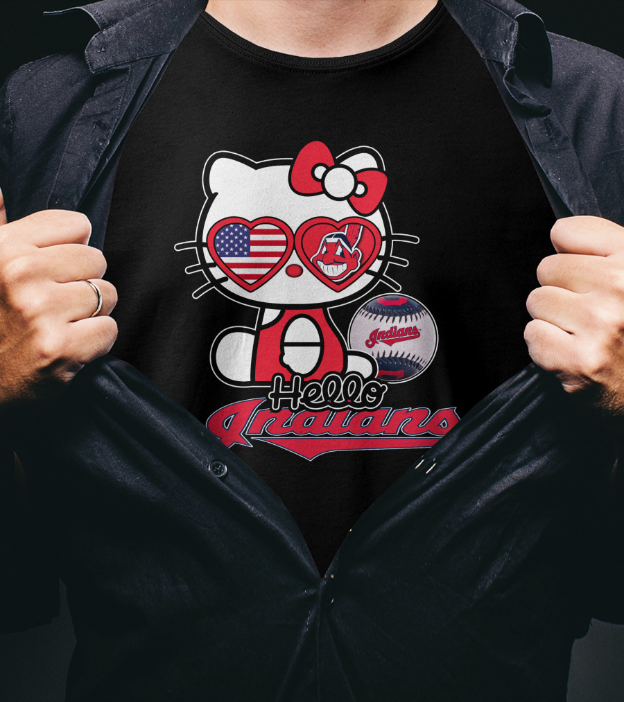 Hello Kitty Indians American Baseball Fan T-Shirt