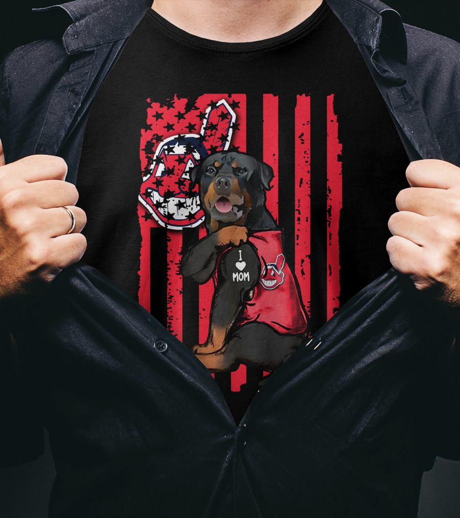 Rottweiler I Love Mom Cleveland Indians T-Shirt