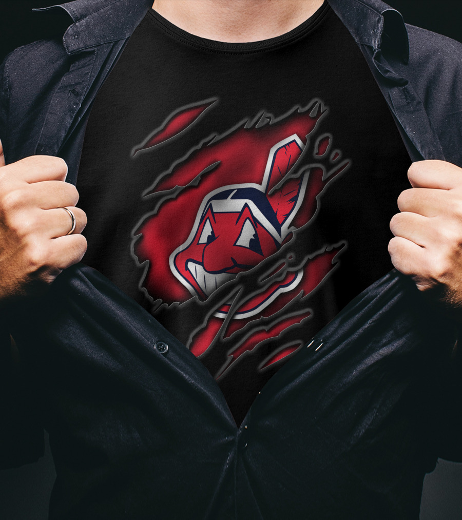 Torn Cleveland Indians Chief Wahoo T-Shirt