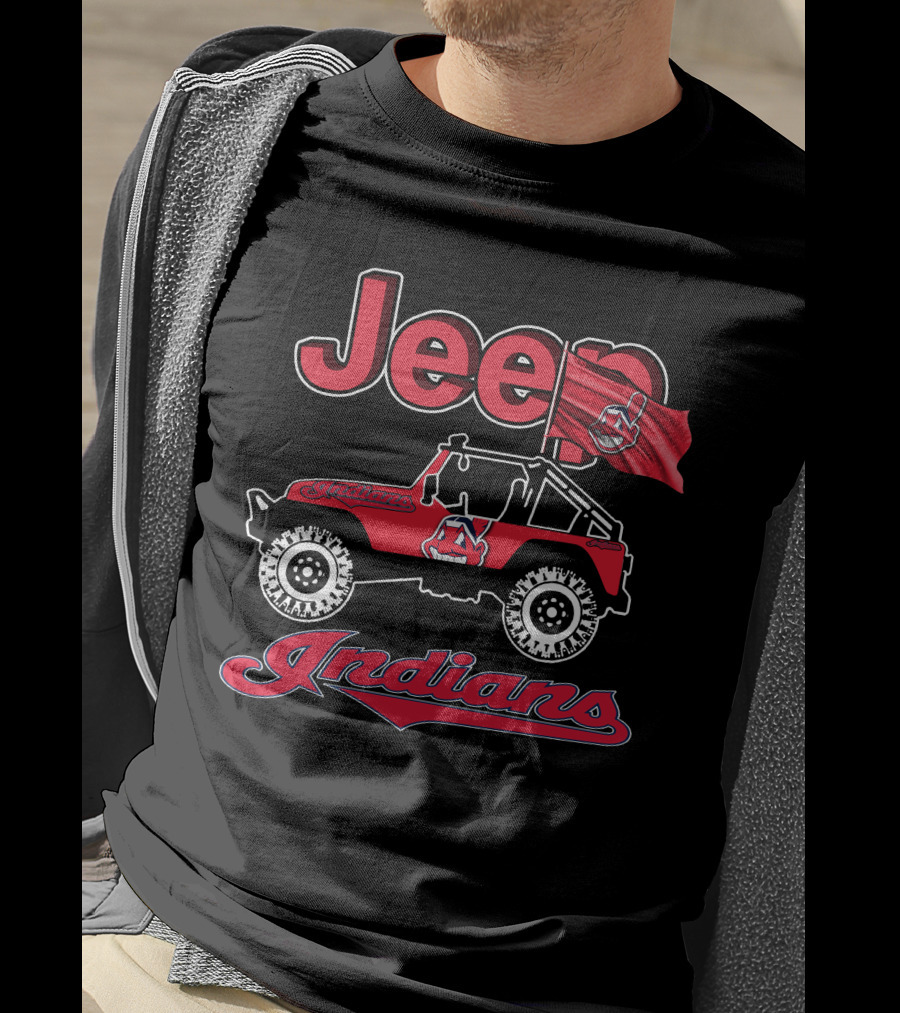 Jeep Indians Cleveland Red Offroad Vehicle Flag T-Shirt