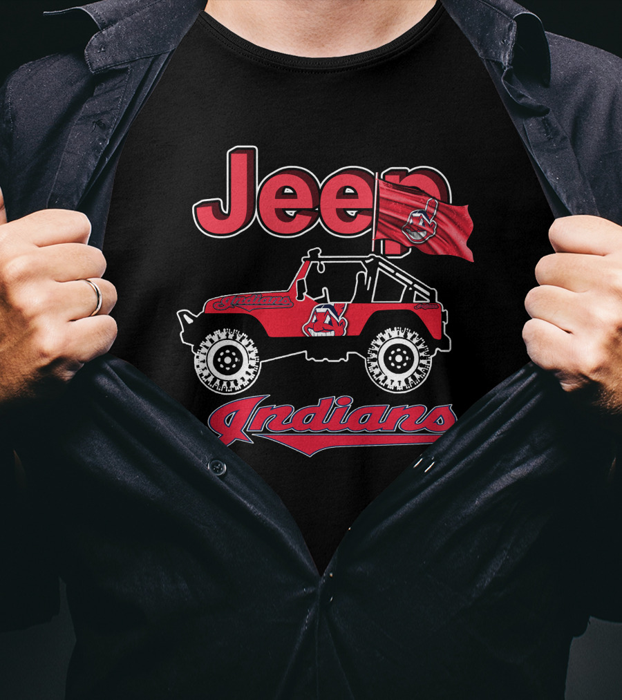 Jeep Indians Cleveland Red Offroad Vehicle Flag T-Shirt