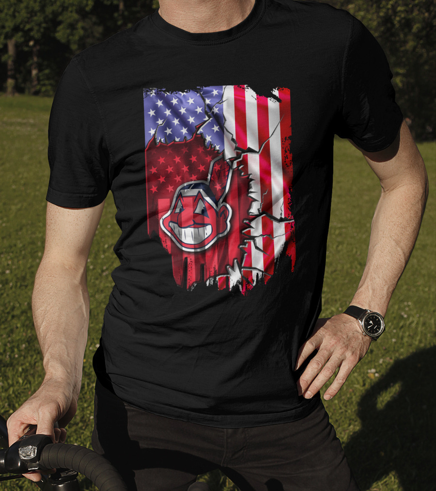 American Flag Cleveland Indians Iconic T-Shirt