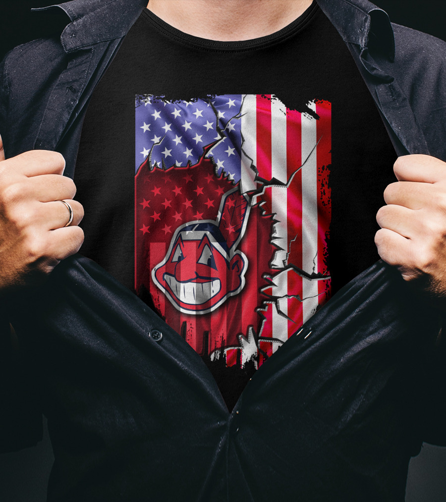 American Flag Cleveland Indians Iconic T-Shirt