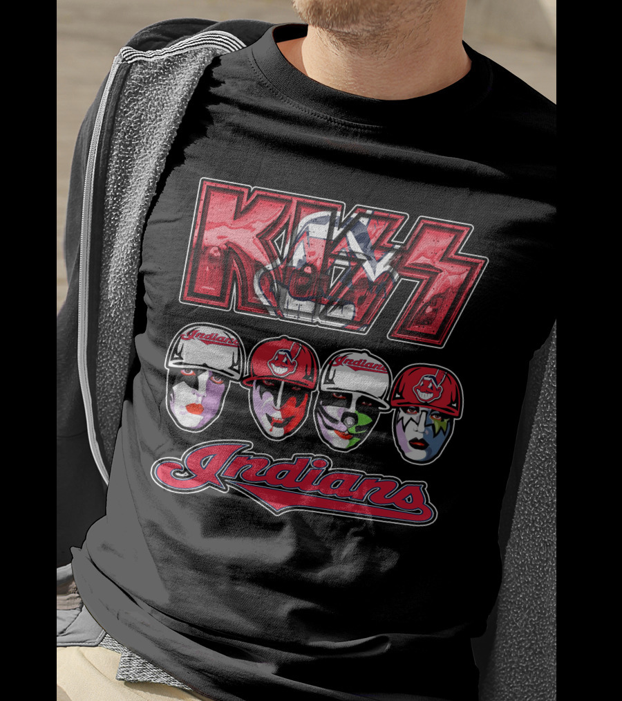 Kiss Cleveland Indians Face Paint Baseball Team T-Shirt