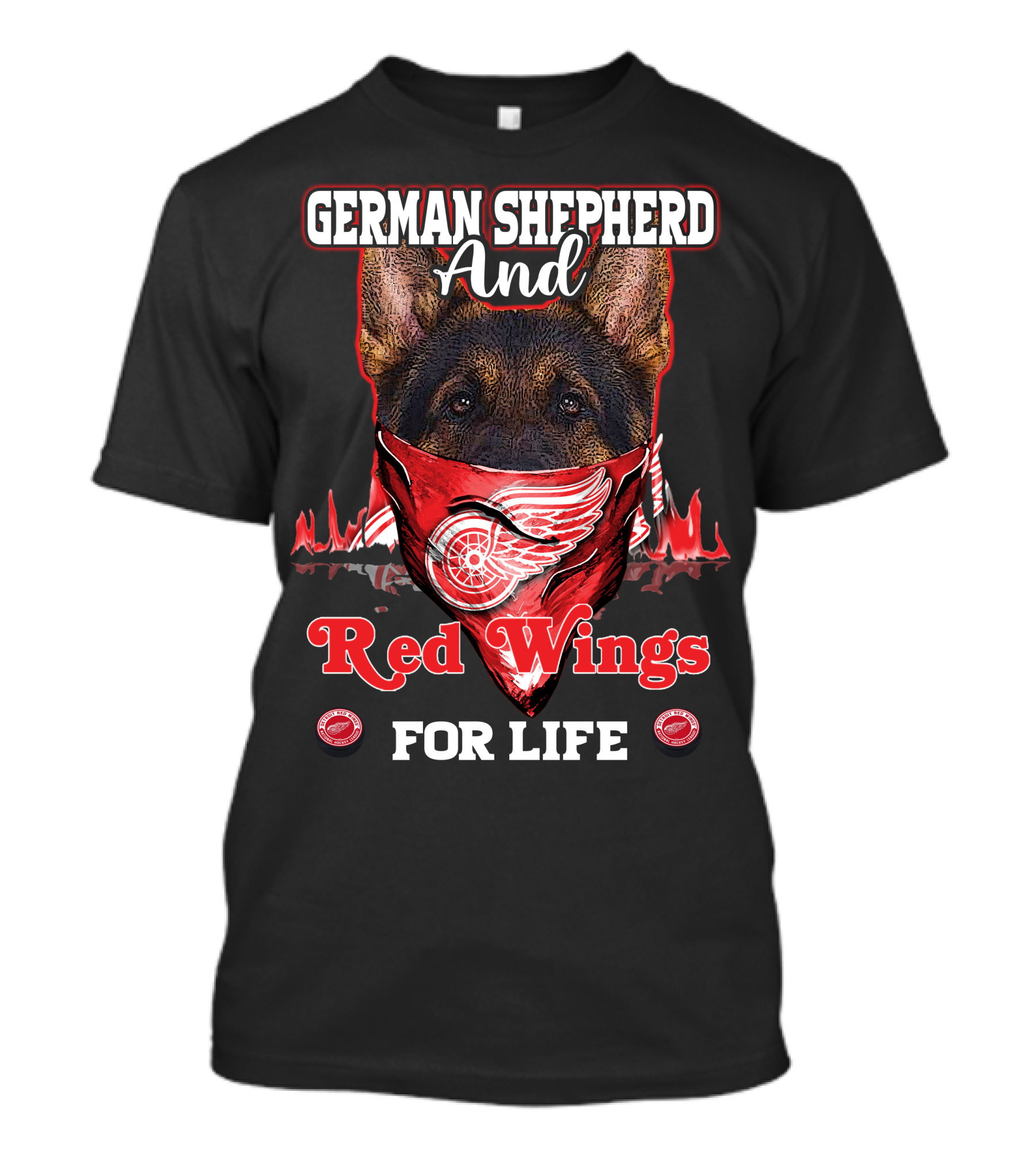 German Shepherd And Red Wings For Life T-Shirt