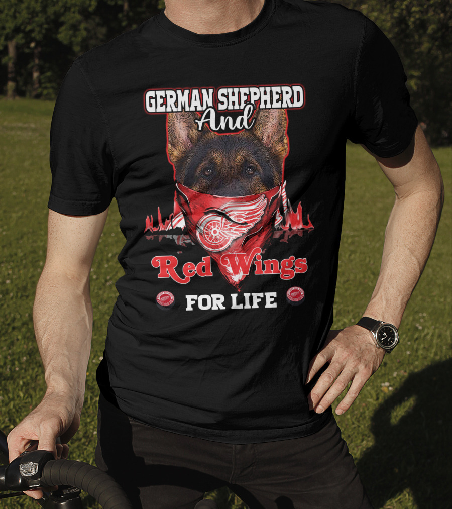 German Shepherd And Red Wings For Life T-Shirt