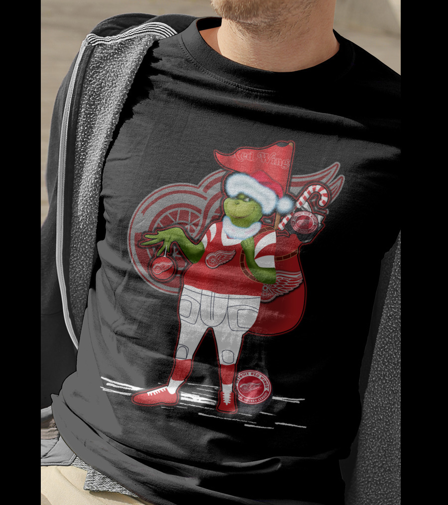 Grinchxmas Red Wings Hockey Holiday Crossover Detroit Wear T-Shirt