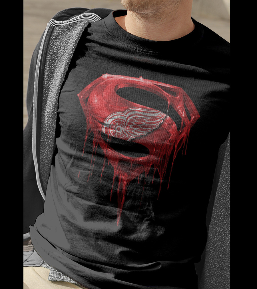Detroit Red Wings Dripping Superman T-Shirt