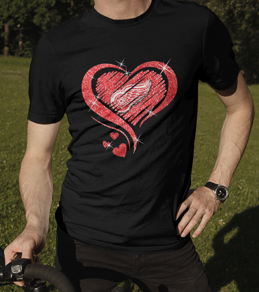 Heart Diamond Glitter Detroit Red Wings T-Shirt