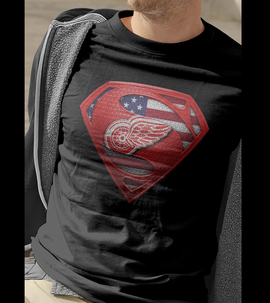 Detroit Red Wings American Flag Superman T-Shirt