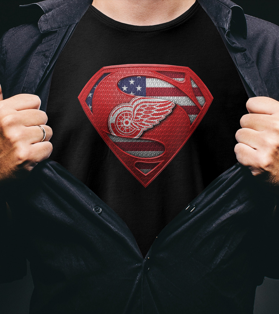 Detroit Red Wings American Flag Superman T-Shirt