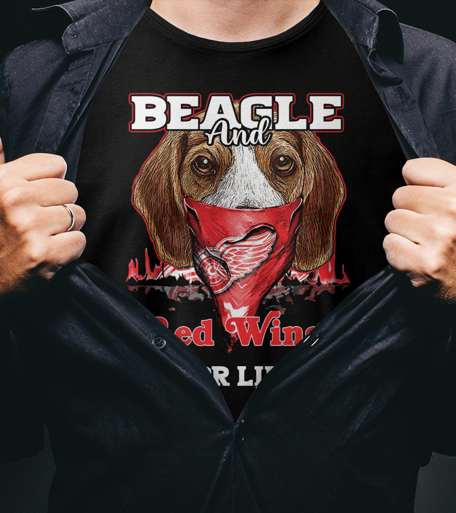 Beagle And Detroit Red Wings For Life T-Shirt