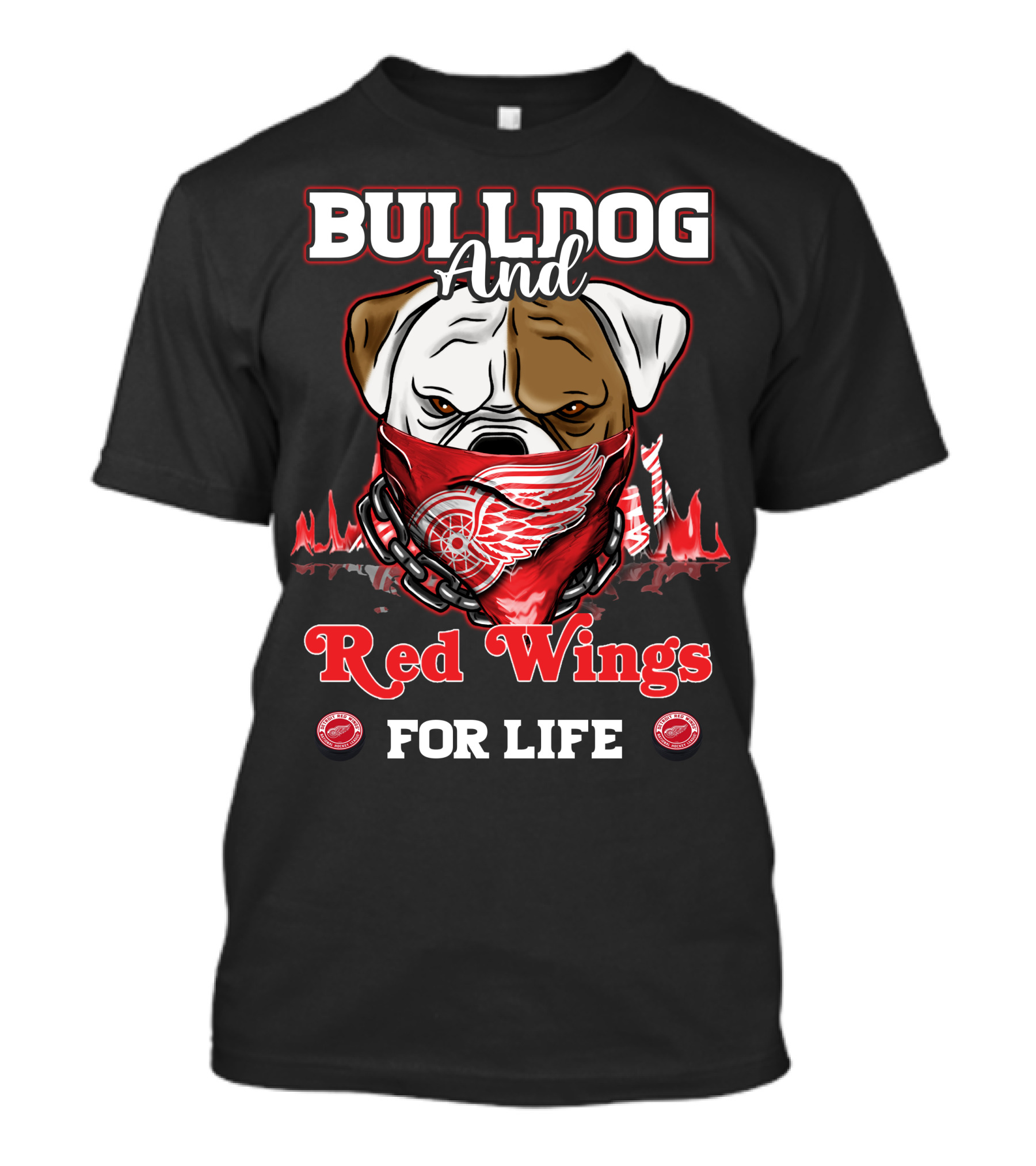 Bulldog And Red Wings For Life Detroit T-Shirt