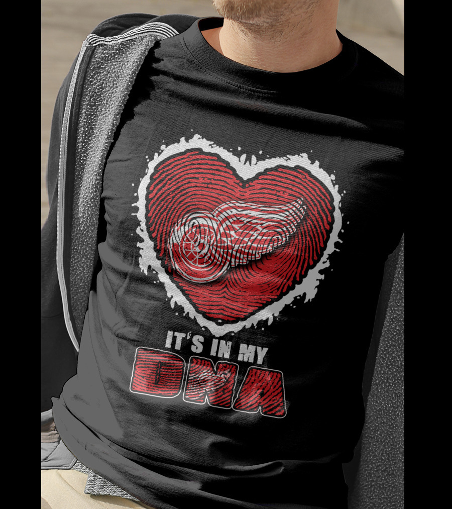 Detroit Red Wings It's In My DNA Heart Fingerprint T-Shirt