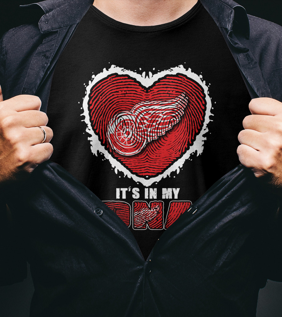 Detroit Red Wings It's In My DNA Heart Fingerprint T-Shirt