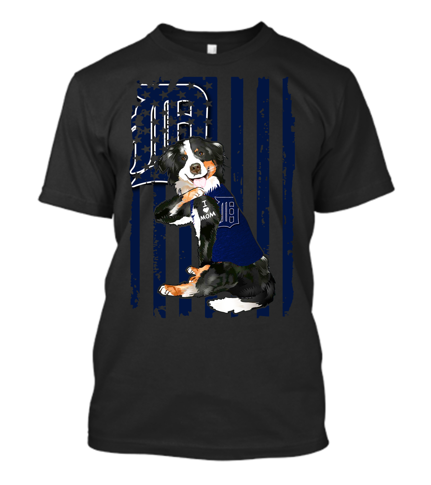 Border Collie Detroit Tigers I Love Mom T-Shirt