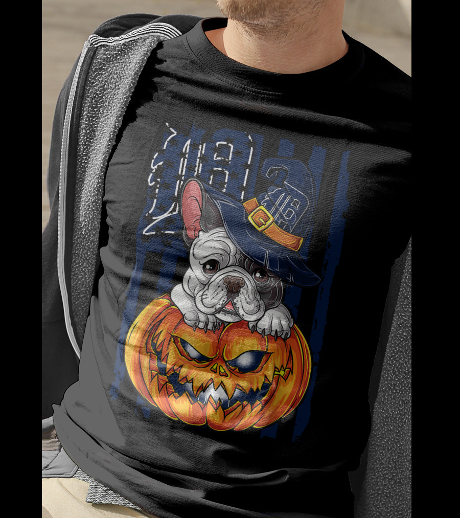 Hlw Bulldog Detroit Tigers Halloween Pumpkin T-Shirt