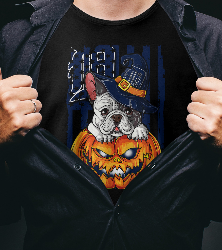Hlw Bulldog Detroit Tigers Halloween Pumpkin T-Shirt