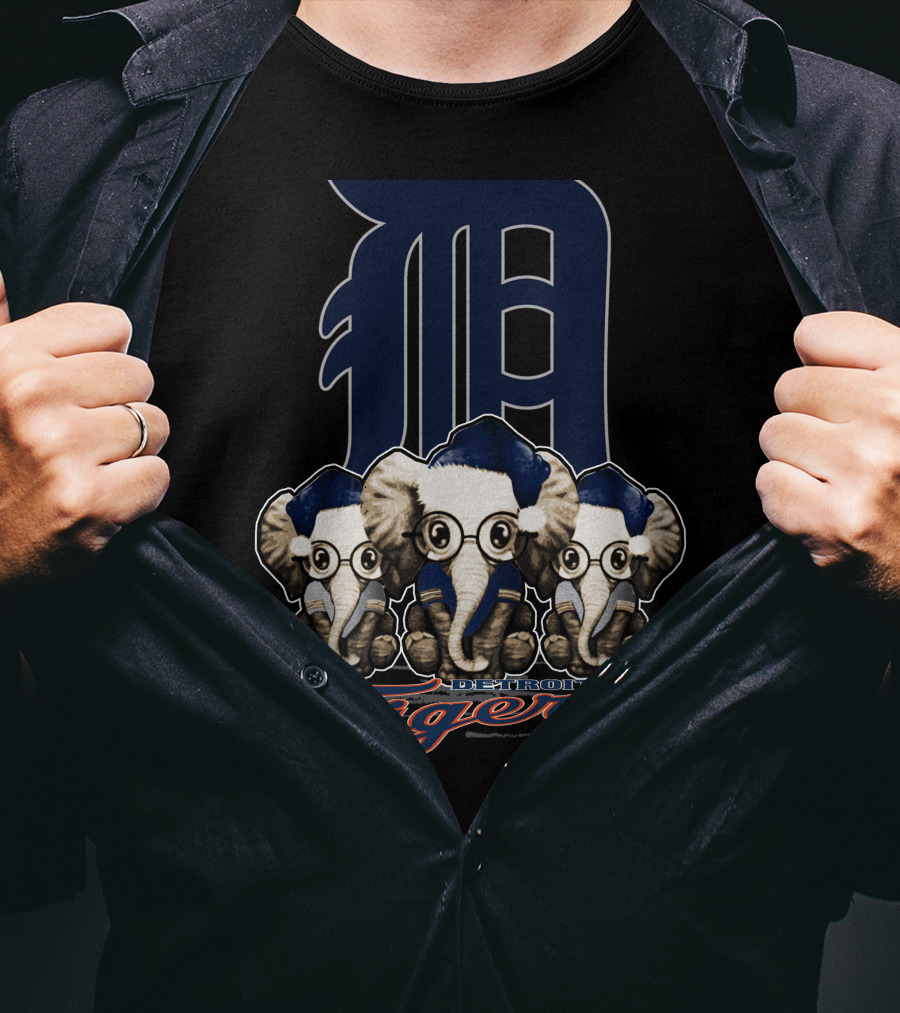 Detroit Tigers Elephants Christmas T-Shirt