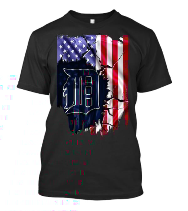 Detroit Tigers American Flag Rip T-Shirt
