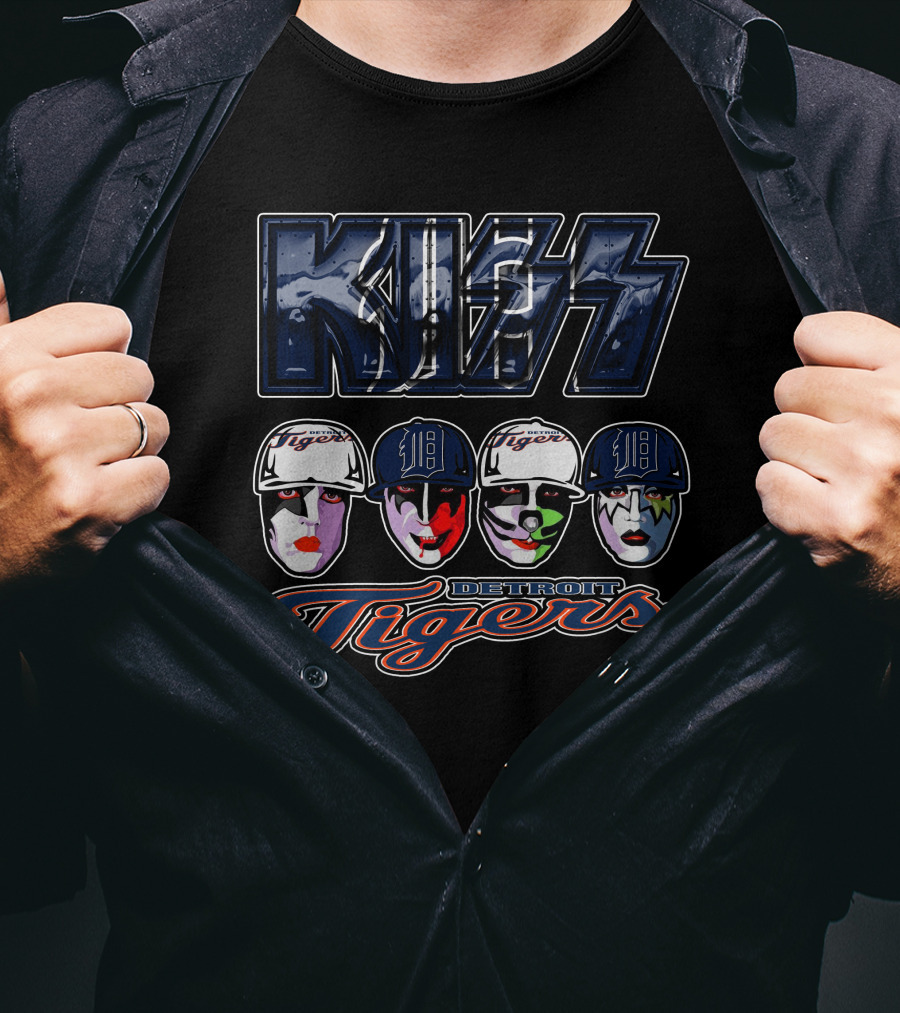 Kiss Detroit Tigers Faces Baseball Crossover T-Shirt