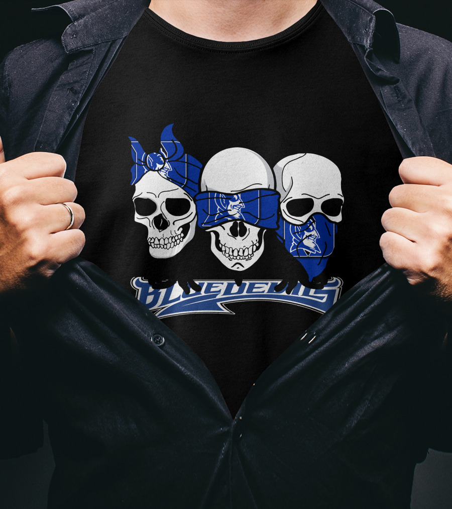 3 Skull Bandana Blue Devils T-Shirt