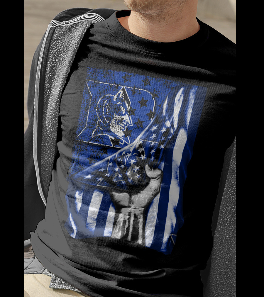 USA Flag With Duke Blue Devils Symbolic T-Shirt