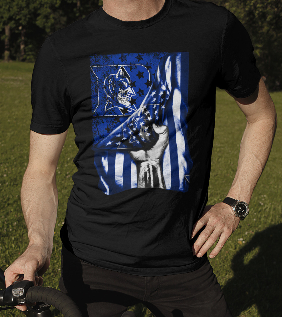 USA Flag With Duke Blue Devils Symbolic T-Shirt