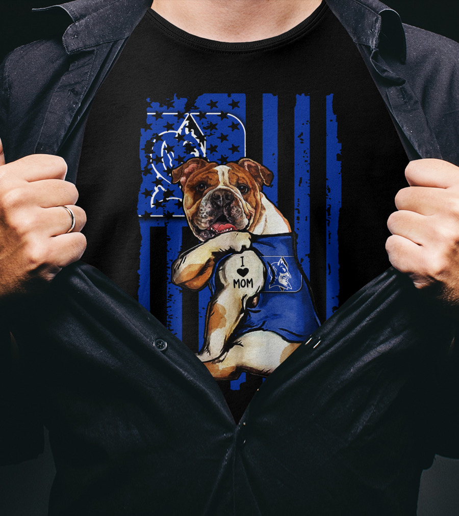 Bulldog I Love Mom Duke Blue Devils T-Shirt