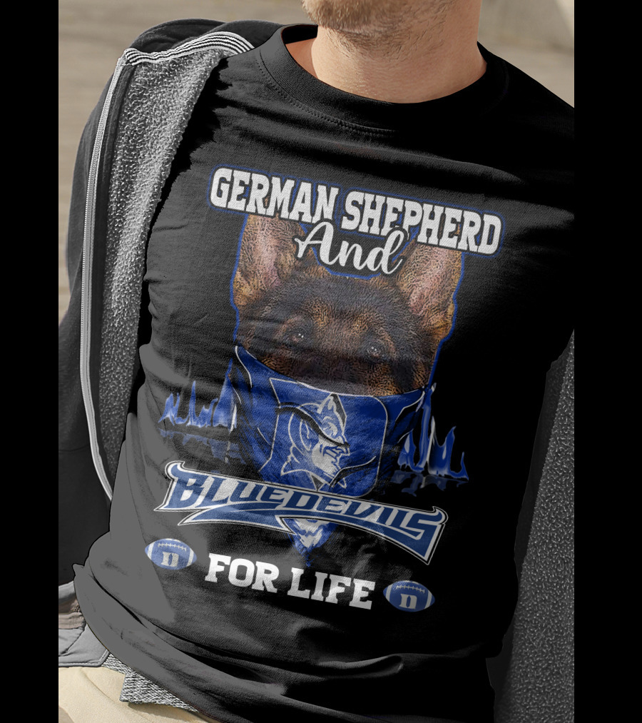 German Shepherd And Duke Blue Devils For Life T-Shirt
