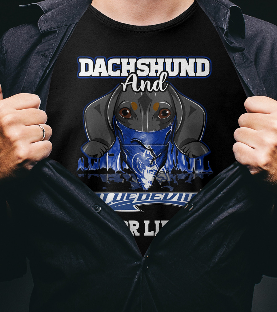 Dachshund And Duke Blue Devils For Life T-Shirt
