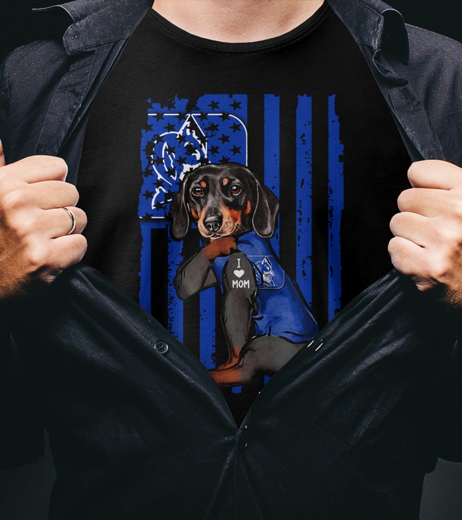 Dachshund I Love Mom Duke Blue Devils T-Shirt