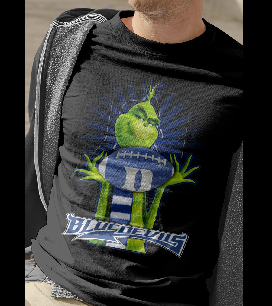 Grinch Holding Duke Blue Devils Football T-Shirt