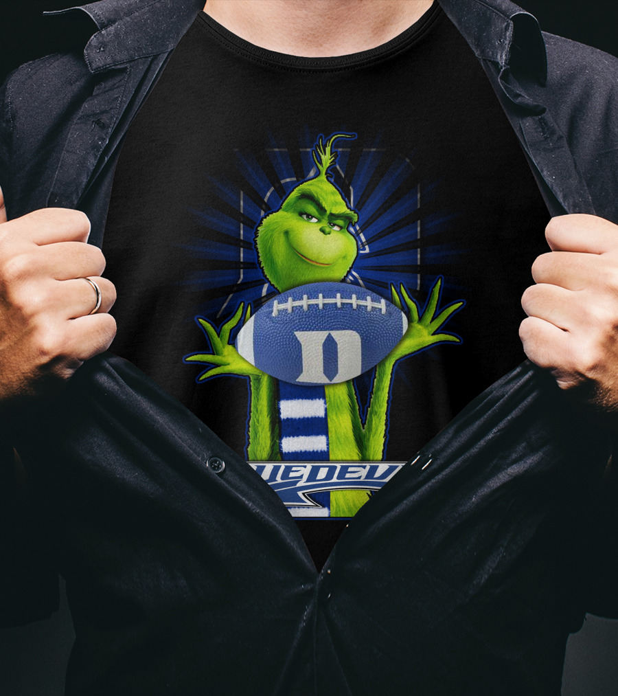 Grinch Holding Duke Blue Devils Football T-Shirt