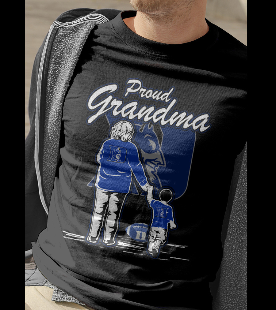 Proud Grandma Duke Blue Devils Football Fan With Child Walking Iconic T-Shirt