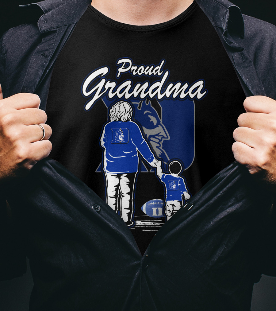 Proud Grandma Duke Blue Devils Football Fan With Child Walking Iconic T-Shirt