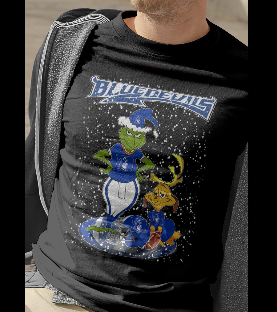 Grinchxmas Blue Devils Snowy Football Fan T-Shirt