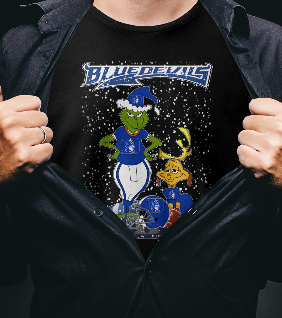 Grinchxmas Blue Devils Snowy Football Fan T-Shirt