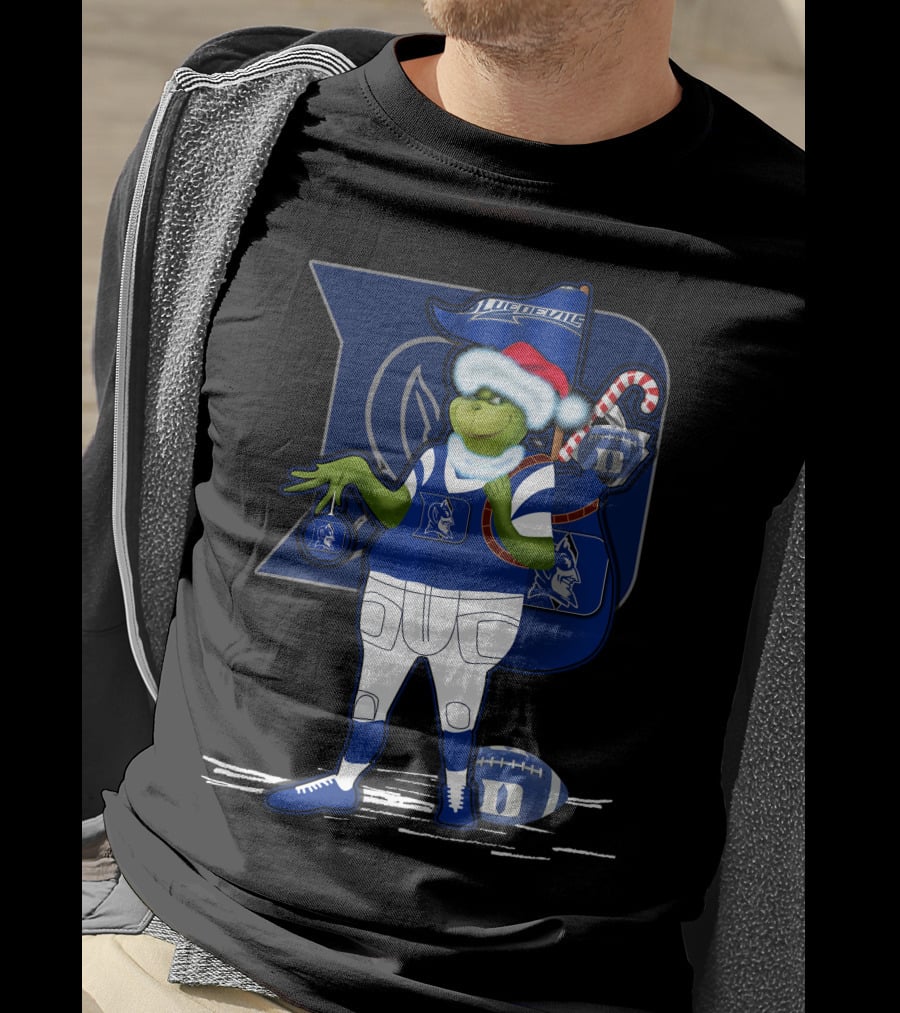 Grinchxmas Duke Blue Devils Football Santa Claus Festive Crossover T-Shirt
