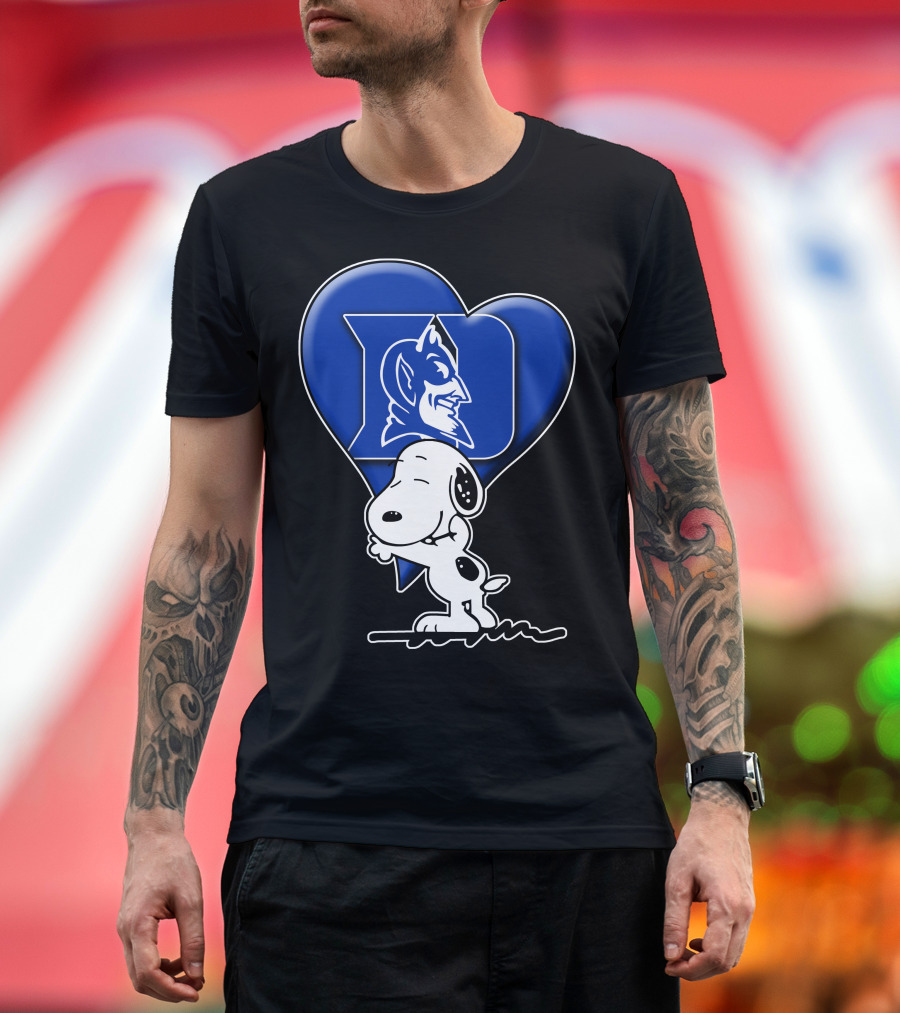 Snoopy Hugging Duke Blue Devils Heart T-Shirt