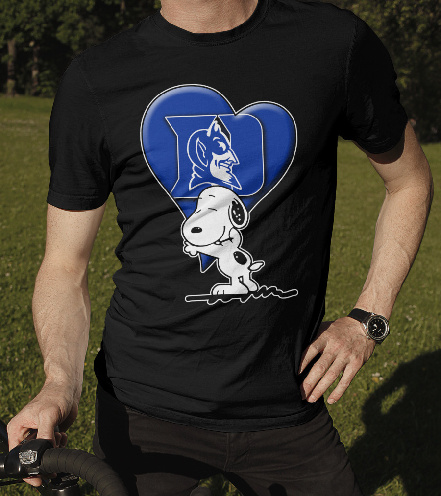 Snoopy Hugging Duke Blue Devils Heart T-Shirt