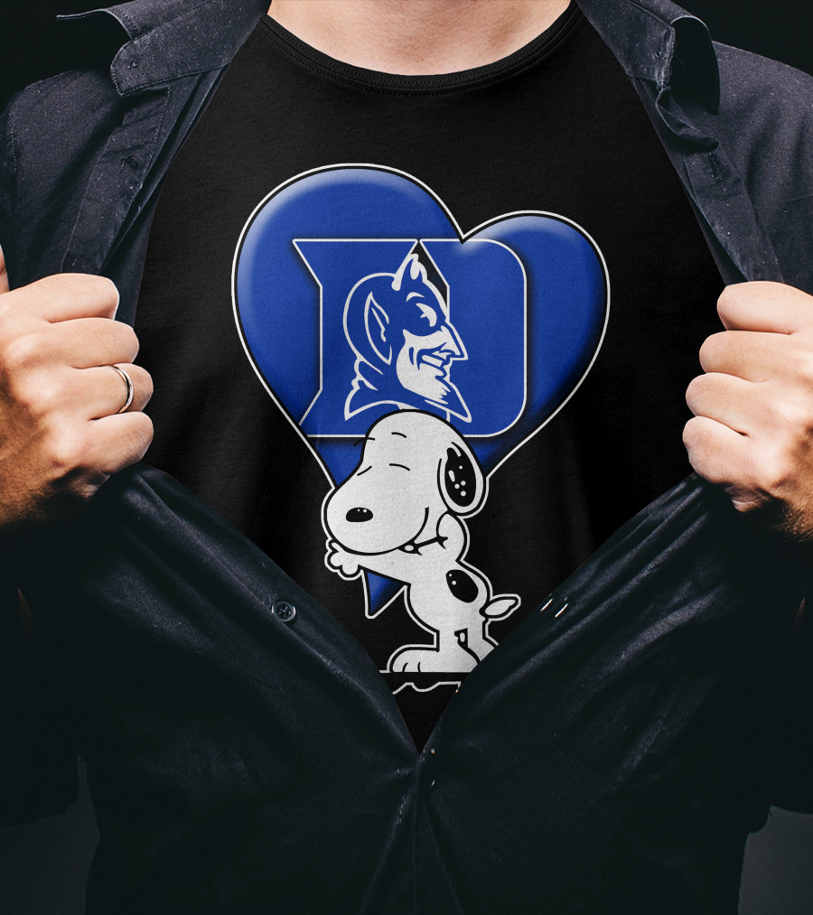 Snoopy Hugging Duke Blue Devils Heart T-Shirt